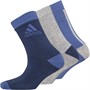 adidas Infant Three Pack Ankle Socks Crew Blue/Medium Grey Heather/Crew Navy