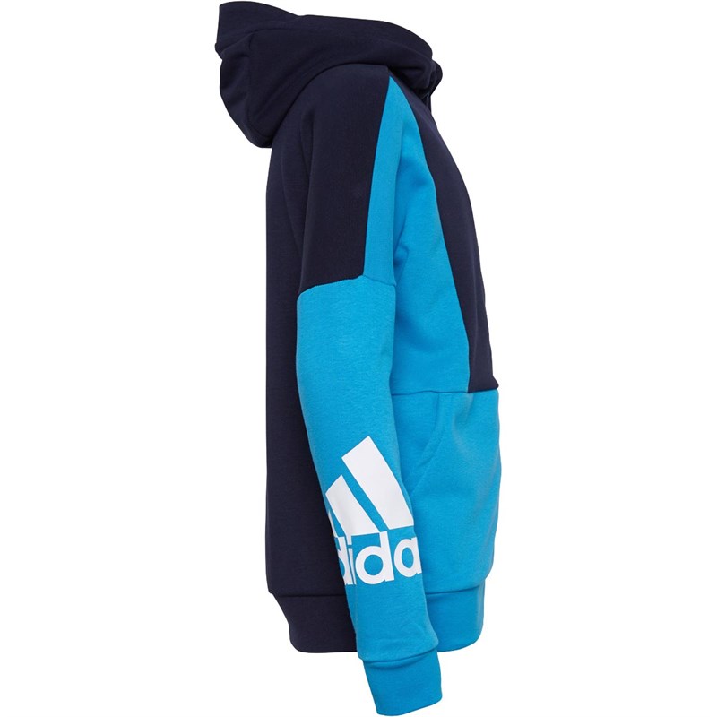 adidas Childrens Badge Of Sport Hooded Jacket Sonic Aqua/Legend Ink