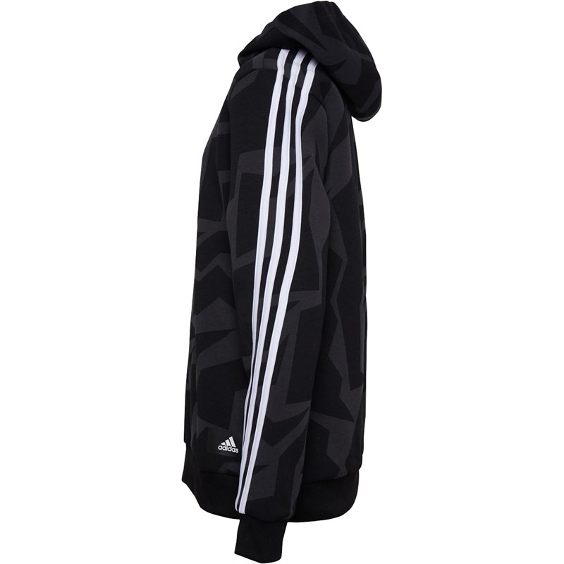adidas Kinder Future Icons 3-Stripes Graphic Kapuzenpullover Schwarz