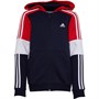 adidas Junior Colorblock Full-Zip Hoodie Legend Ink/Vivid Red/White