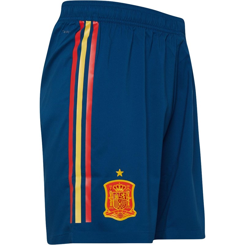 Buy Adidas Mens Fef Spain Authentic Home Shorts Tribe Blue Red Bold Gold