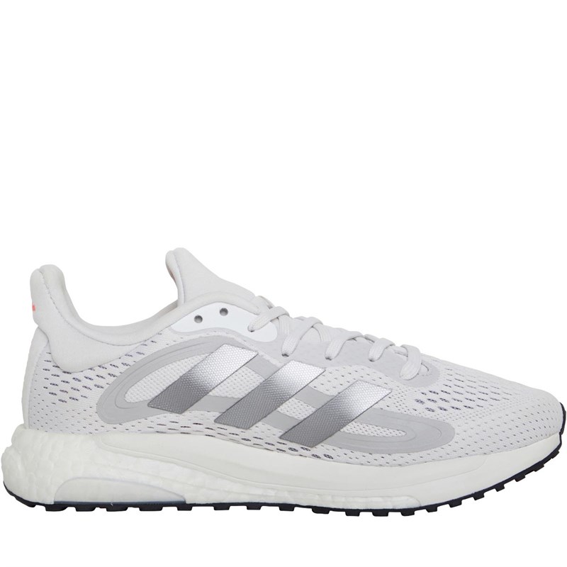 adidas Womens Solarglide 4 Neutral Running Shoes Crystal White/Halo Silver/Solar Red