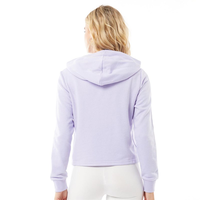 adidas Damen Essentials 3-stripes Cropped Kapuzenpullover Lila