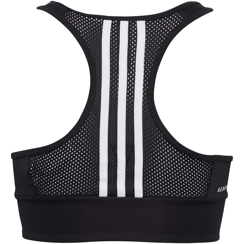 adidas Womens Designed To Move Aeroready 3-stripes Padded Sports Bra Black/White