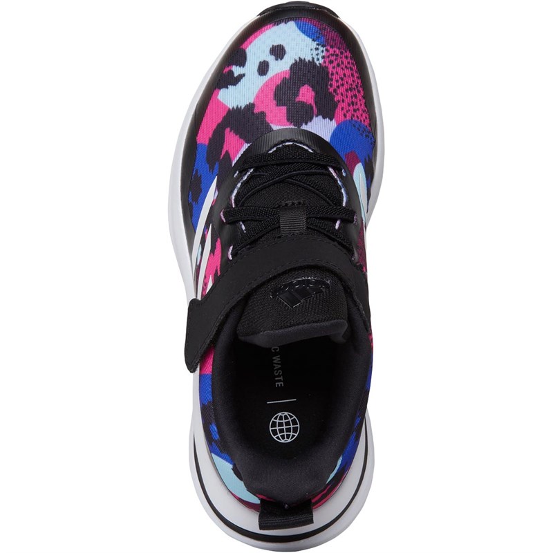 adidas Childrens Fortarun Elastic Lace Trainers Core Black/Footwear White/Violet Tone