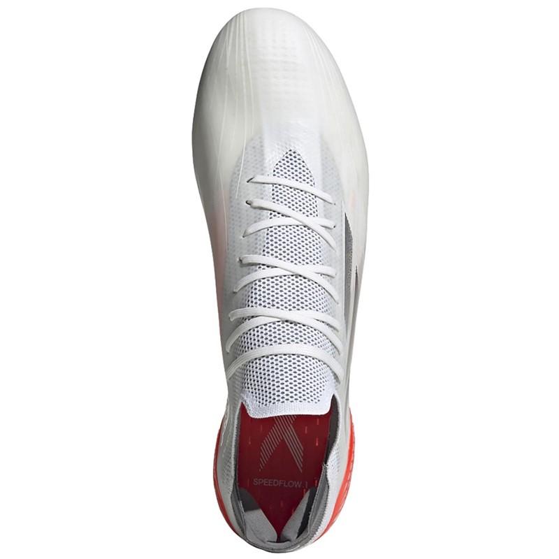 adidas Mens X Speedflow.1 FG Firm Ground Football Boots Footwear White/Iron Metallic/Solar Red