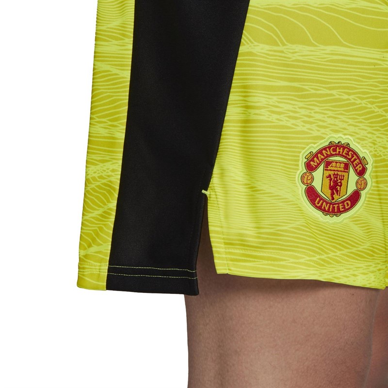 adidas Mens MUFC Manchester United Home Goalkeeper Shorts Team Solar Yellow/Acid Yellow