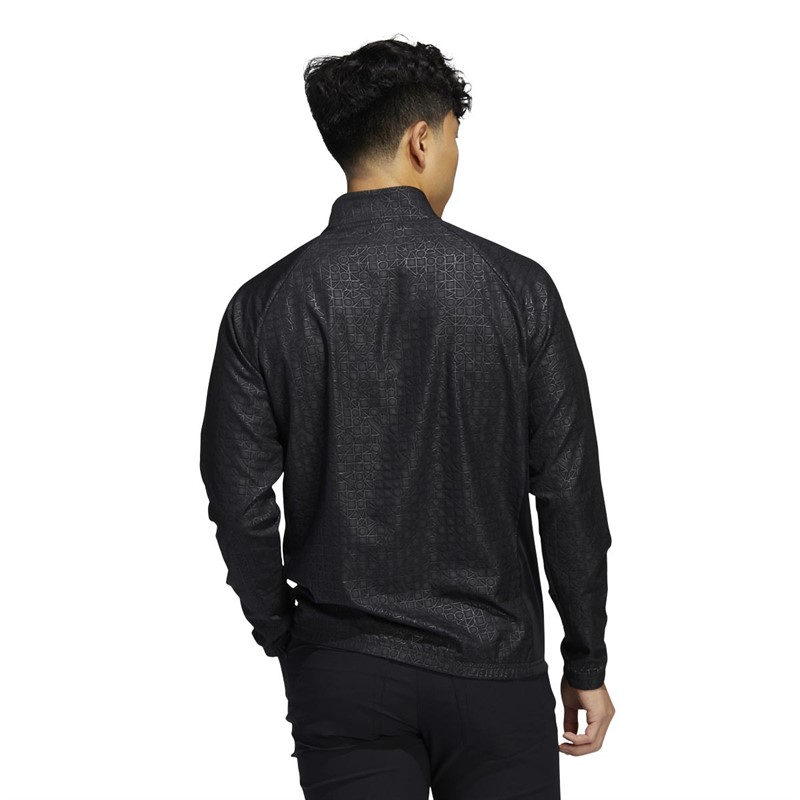 adidas Mens Debossed Quarter-Zip Sweatshirt Black