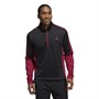 adidas Mens Colorblock Quarter-Zip Sweatshirt Black/Legacy Burgundy