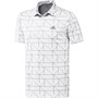 adidas Mens Jacquard Polo Shirt White/Grey Three