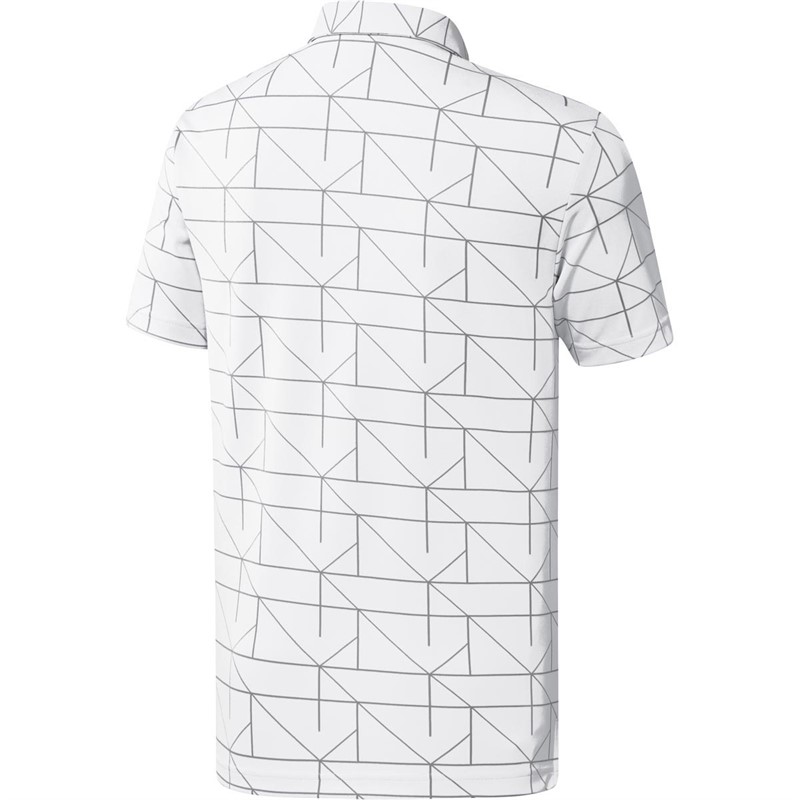 adidas Mens Jacquard Polo Shirt White/Grey Three