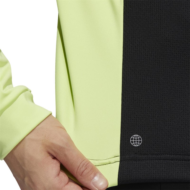 adidas Mens Colorblock Quarter-Zip Sweatshirt Black/Pulse Lime