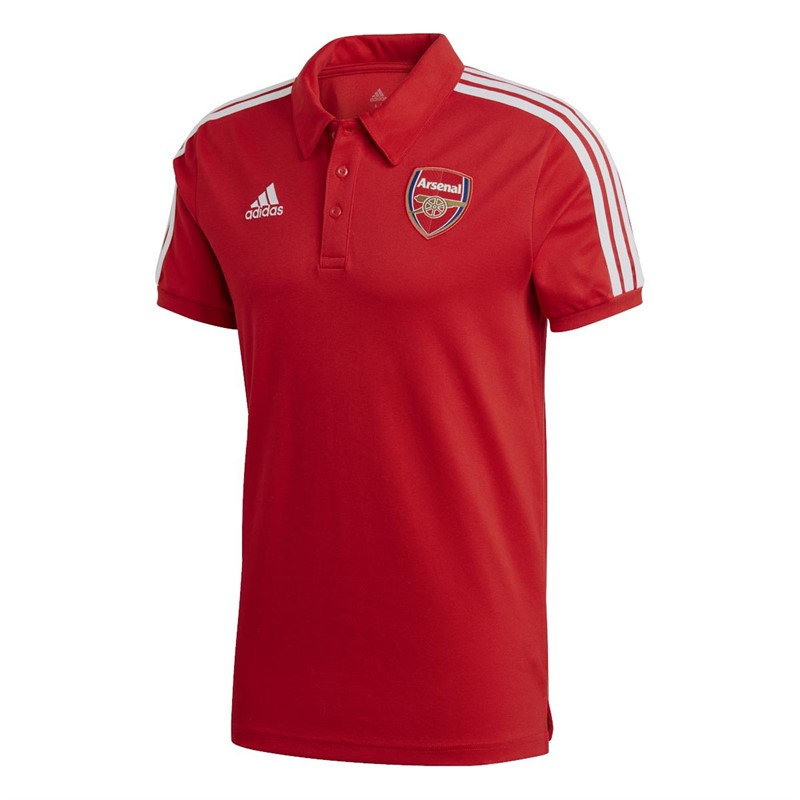 adidas Mens AFC Arsenal 3-stripes Polo Shirt Scarlett