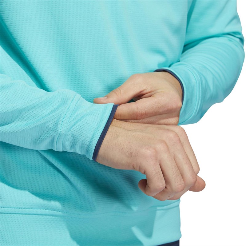 adidas Mens 1/4 Zip Golf Sweatshirt Semi Mint Rush/Crew Navy