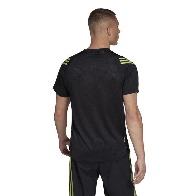 adidas Mens Train Icon Training T-shirt Black/Pulse Lime
