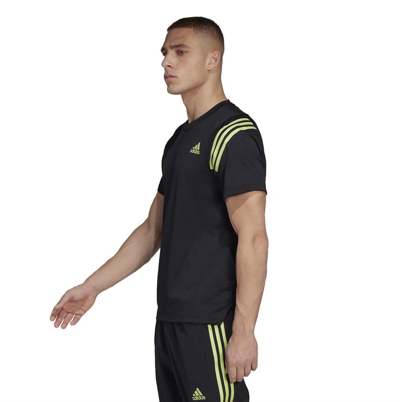 adidas Mens Train Icon Training T-shirt Black/Pulse Lime