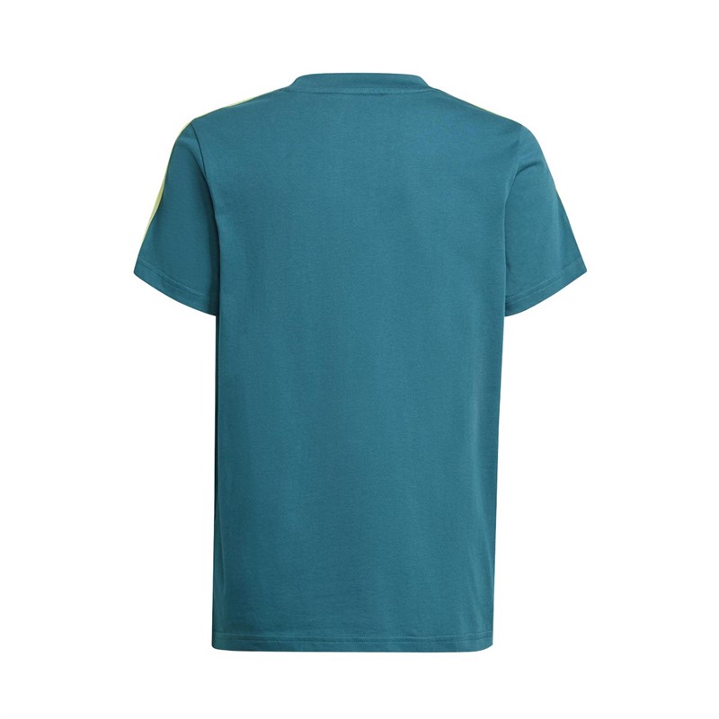 adidas Junior adidas Essentials 3-Stripes T-Shirt Legacy Teal/Pulse Lime
