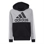 adidas Junior Colorblock Fleece Hoodie Black/Medium Grey Heather/White