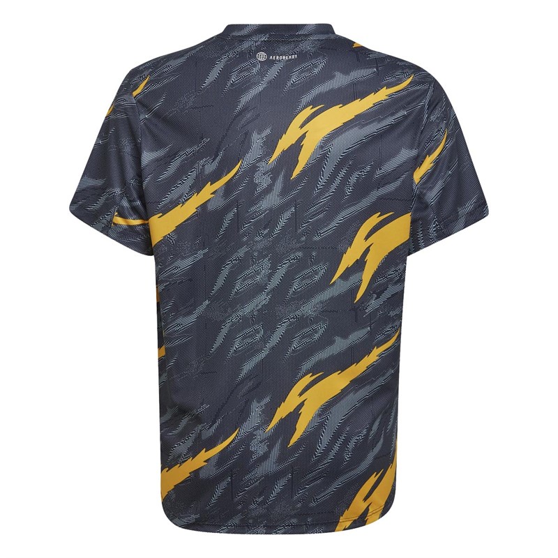 adidas Junior Aeroready Graphic Designed 4 Sport Training T-Shirt Black/Magic Grey/Collegiate Gold