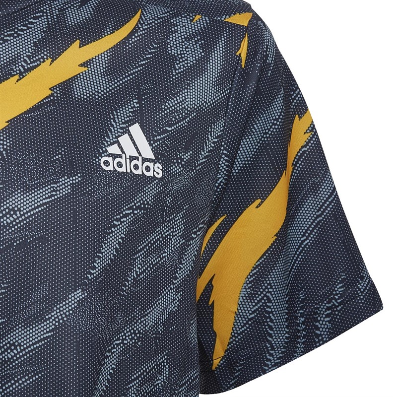 adidas Junior Aeroready Graphic Designed 4 Sport Training T-Shirt Black/Magic Grey/Collegiate Gold