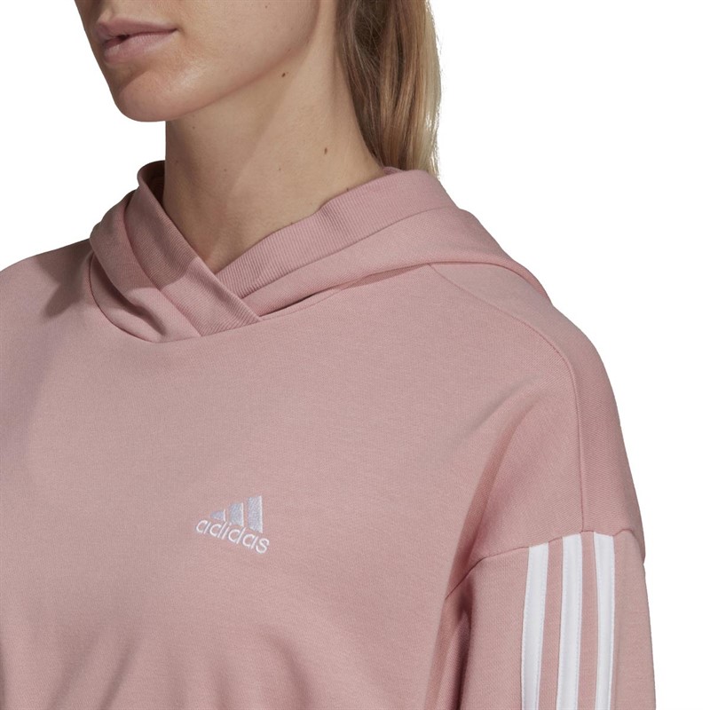 adidas Womens Essentials Cotton 3-stripes Hoodie (maternity) Wonder Mauve/White