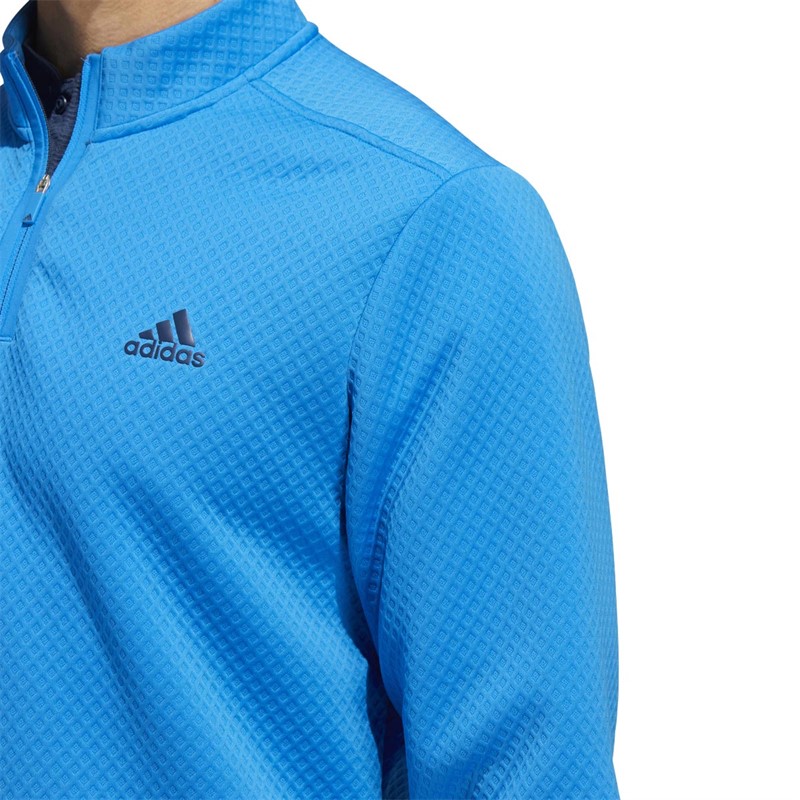 adidas Mens Primegreen Water-Resistant 1/4 Zip Golf Sweatshirt Blue Rush