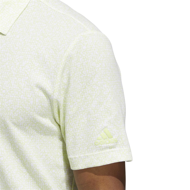 adidas Mens Abstract Print Polo Shirt White/Pulse Lime