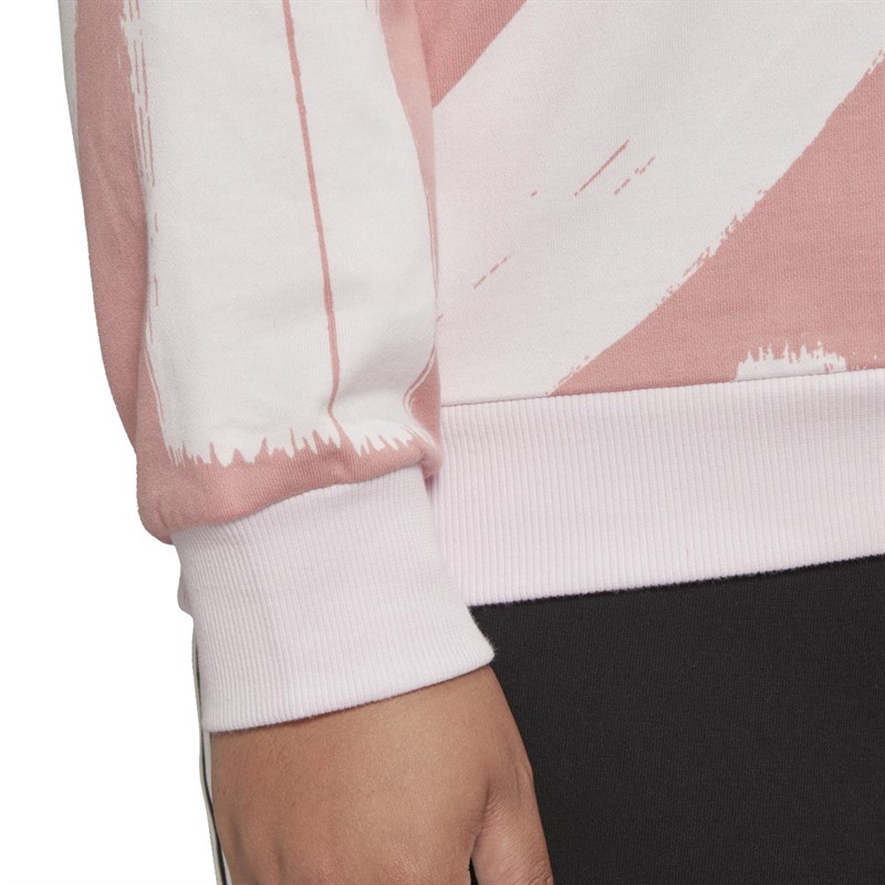 adidas Womens Essentials Print Relaxed Hoodie (Plus Size) Almost Pink/Almost Pink