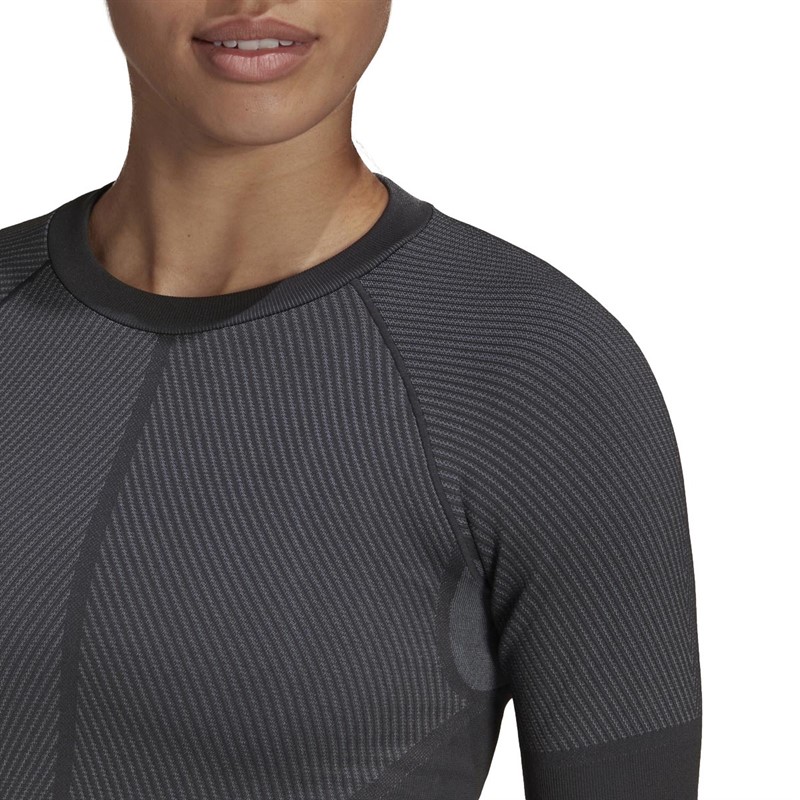 adidas Womens Aeroknit Training T-shirt Magic Grey/Carbon