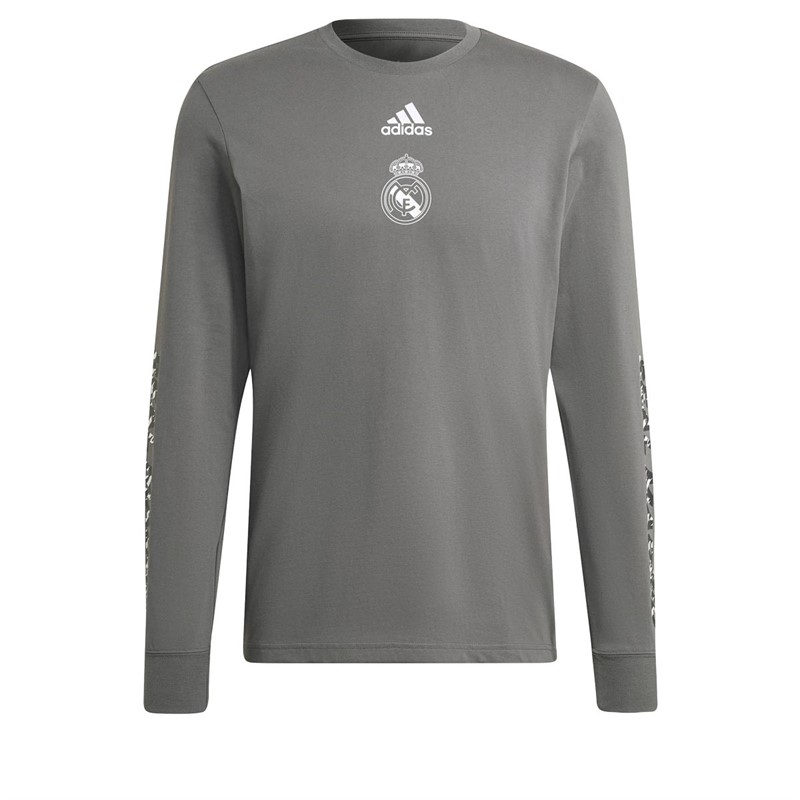adidas Mens Rmcf Real Madrid Seasonal Specials Long-sleeve Top Grey Five/White