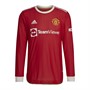adidas Mens MUFC Manchester United Authentic Long Sleeve Home Jersey Real Red
