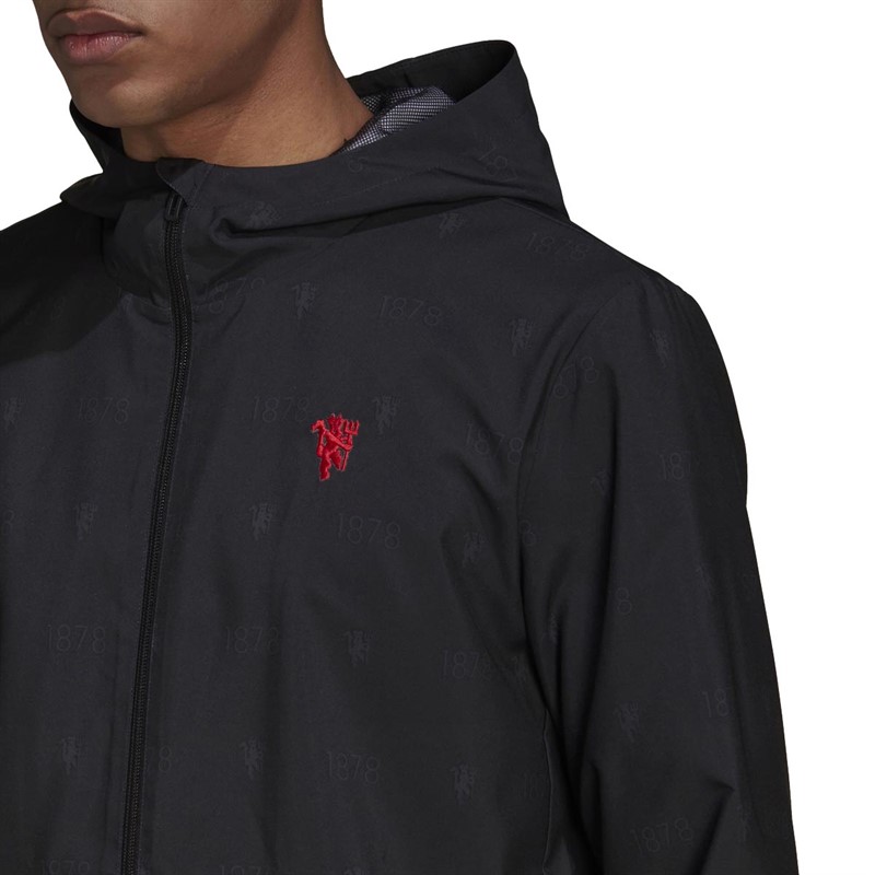 adidas Mens MUFC Manchester United Windbreaker Black