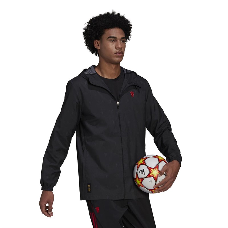 adidas Mens MUFC Manchester United Windbreaker Black