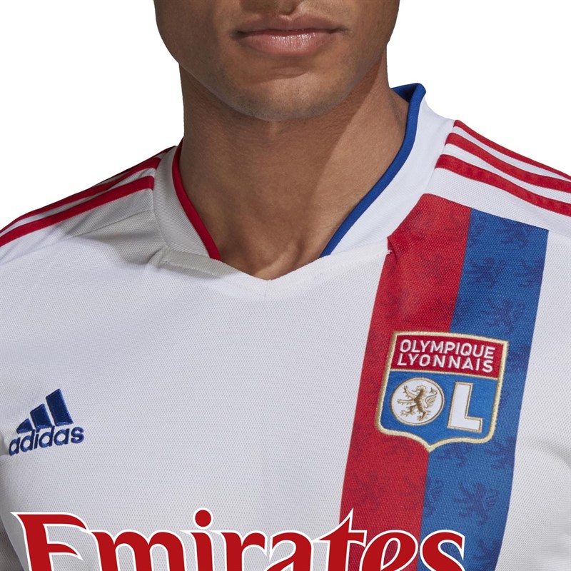 adidas Mens OL Olympique Lyonnais Home Jersey White