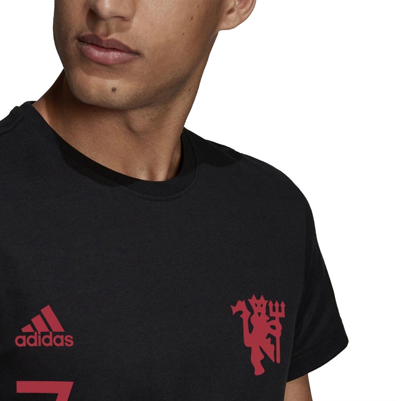 adidas Mens MUFC Manchester United Graphic T-Shirt Black