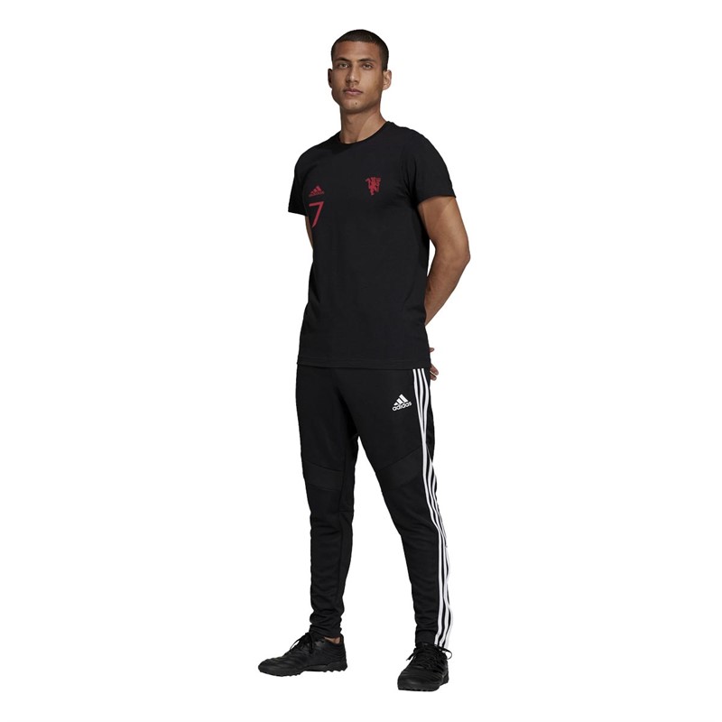 adidas Mens MUFC Manchester United Graphic T-Shirt Black