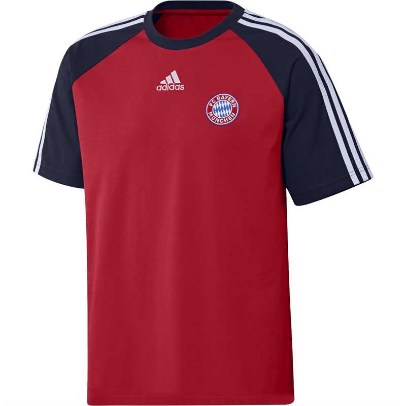 adidas Mens FCB FC Bayern Munich Teamgeist Crew T-Shirt FCB True Red/Night Indigo