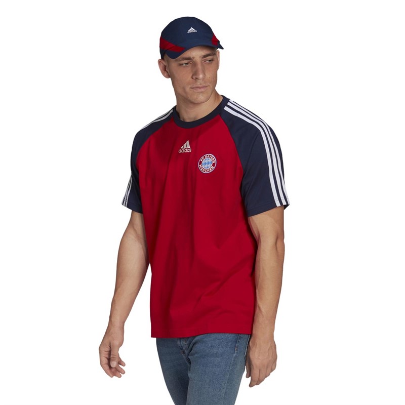 adidas Mens FCB FC Bayern Munich Teamgeist Crew T-Shirt FCB True Red/Night Indigo