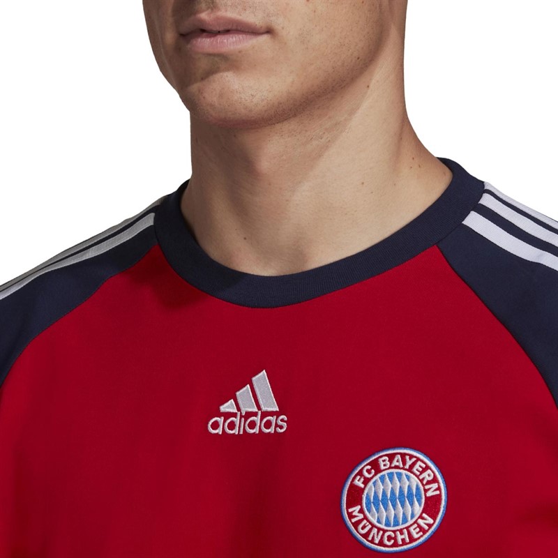 adidas Mens FCB FC Bayern Munich Teamgeist Crew T-Shirt FCB True Red/Night Indigo