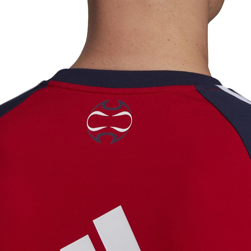 adidas Mens FCB FC Bayern Munich Teamgeist Crew T-Shirt FCB True Red/Night Indigo