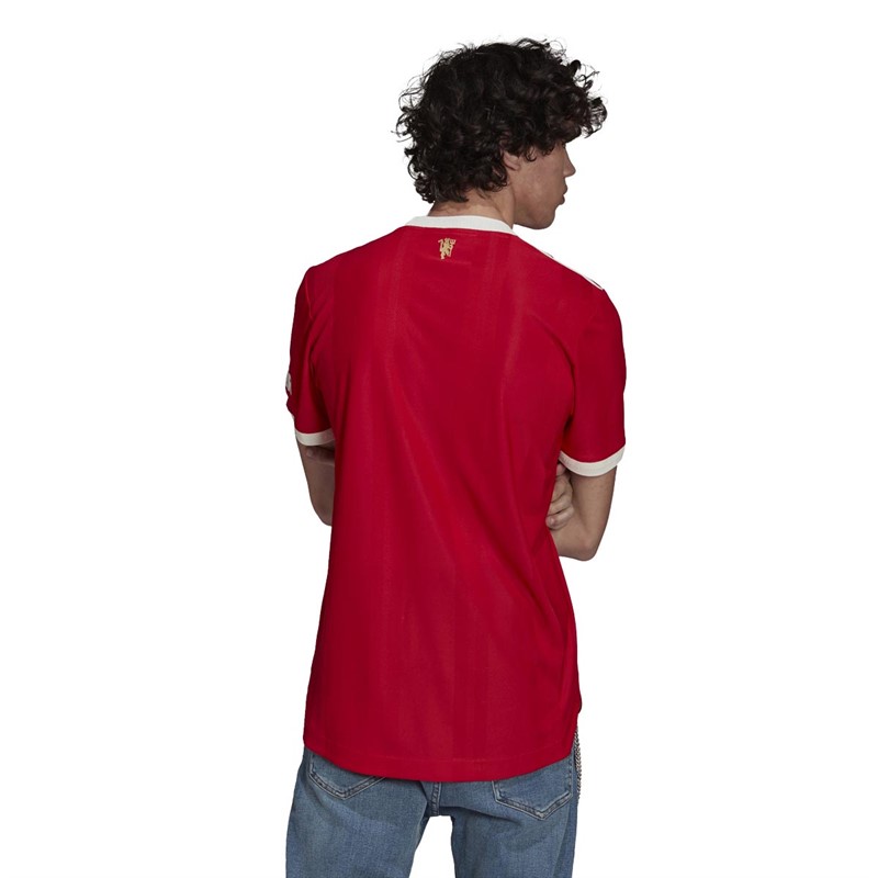 adidas Mens MUFC Manchester United Authentic Home Jersey Real Red