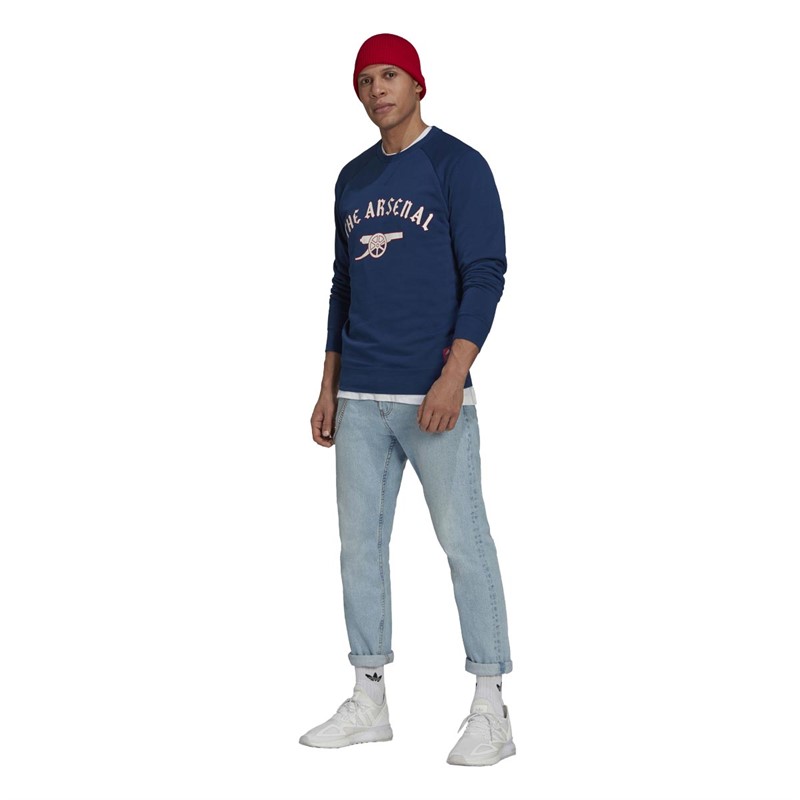 adidas Mens AFC Arsenal Graphic Crew Sweatshirt Mystery Blue