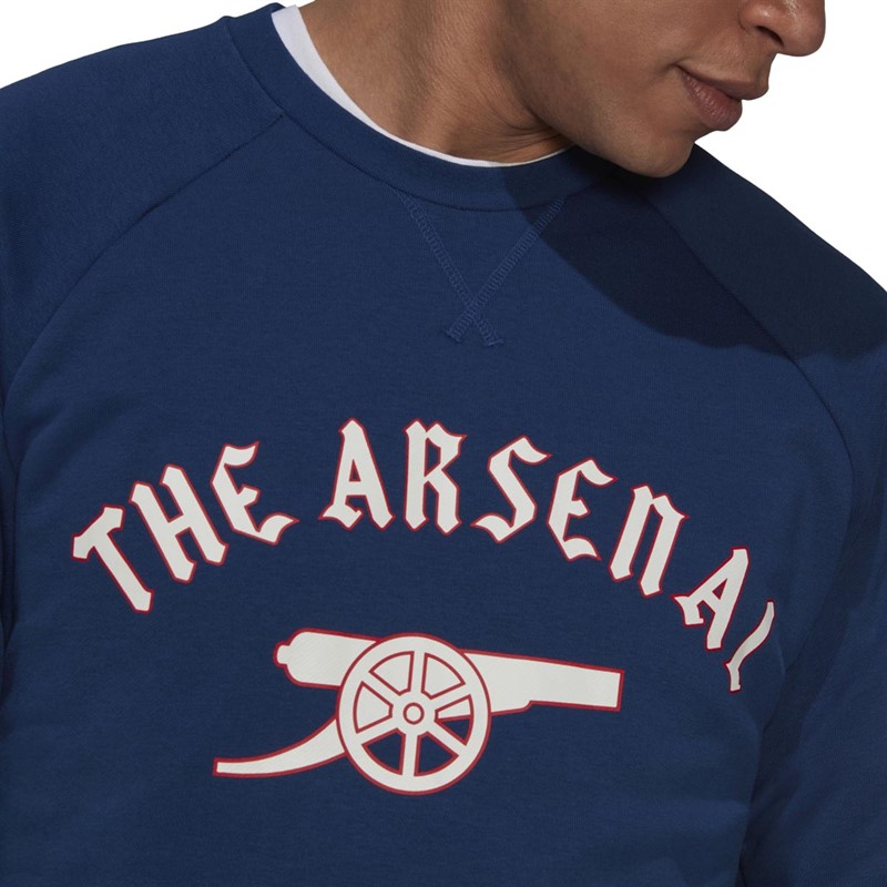 adidas Mens AFC Arsenal Graphic Crew Sweatshirt Mystery Blue