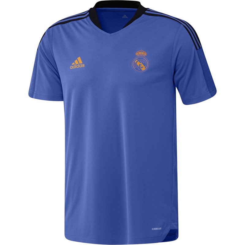 adidas Mens RMCF Real Madrid Tiro Training Jersey Hi Res Blue