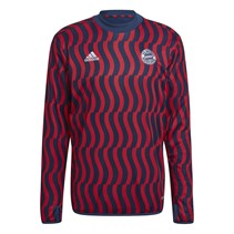 adidas Mens FCB FC Bayern Munich Pre-Match Warm Top Crew Navy/Scarlet