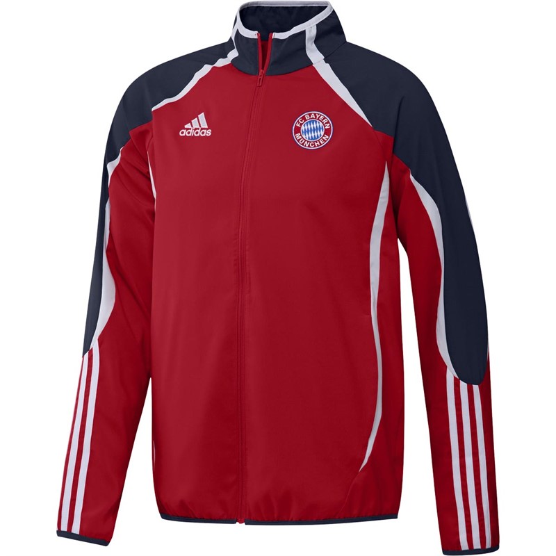 adidas Mens FCB FC Bayern Munich Teamgeist Woven Jacket FCB True Red/Night Indigo