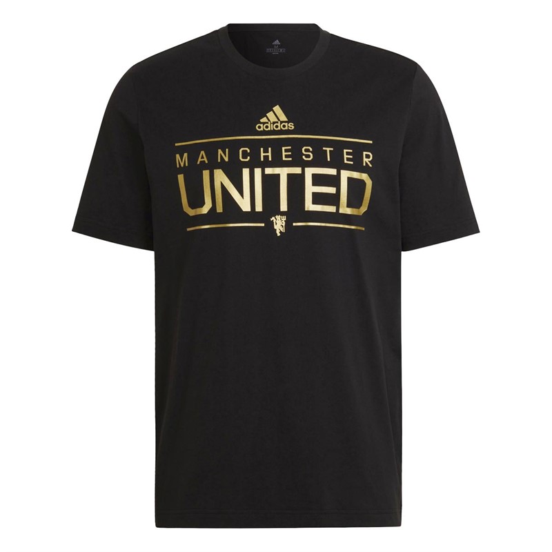 adidas Mens MUFC Manchester United Graphic T-Shirt Black