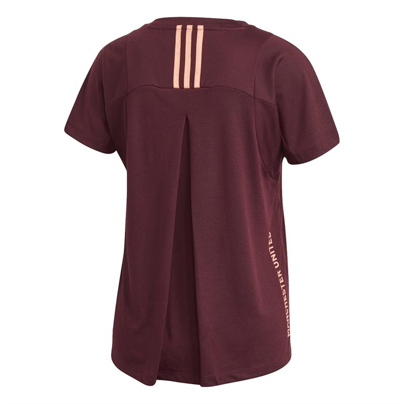 adidas Womens MUFC Manchester United Travel T-Shirt Maroon