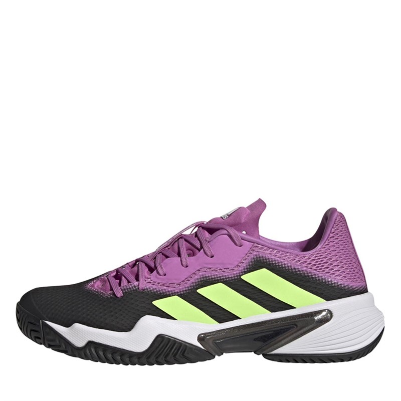 Buy adidas Mens Barricade Tennis Shoes Carbon/Signal Green/Pulse Lilac