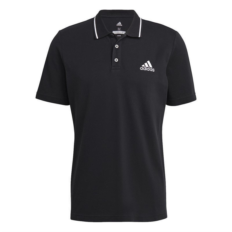 Buy adidas Mens Aeroready Essentials Piqué Small Logo Polo Shirt Black ...